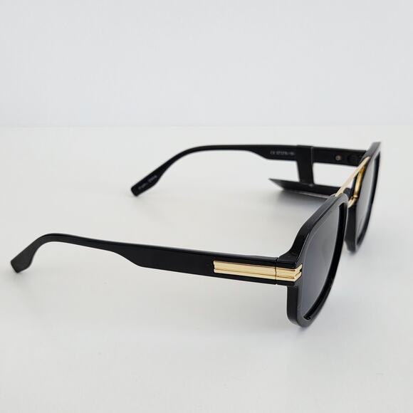 House of Harlow 1960 Black & Gold Squared Oval Double Bridge Sunglasses 100% UV